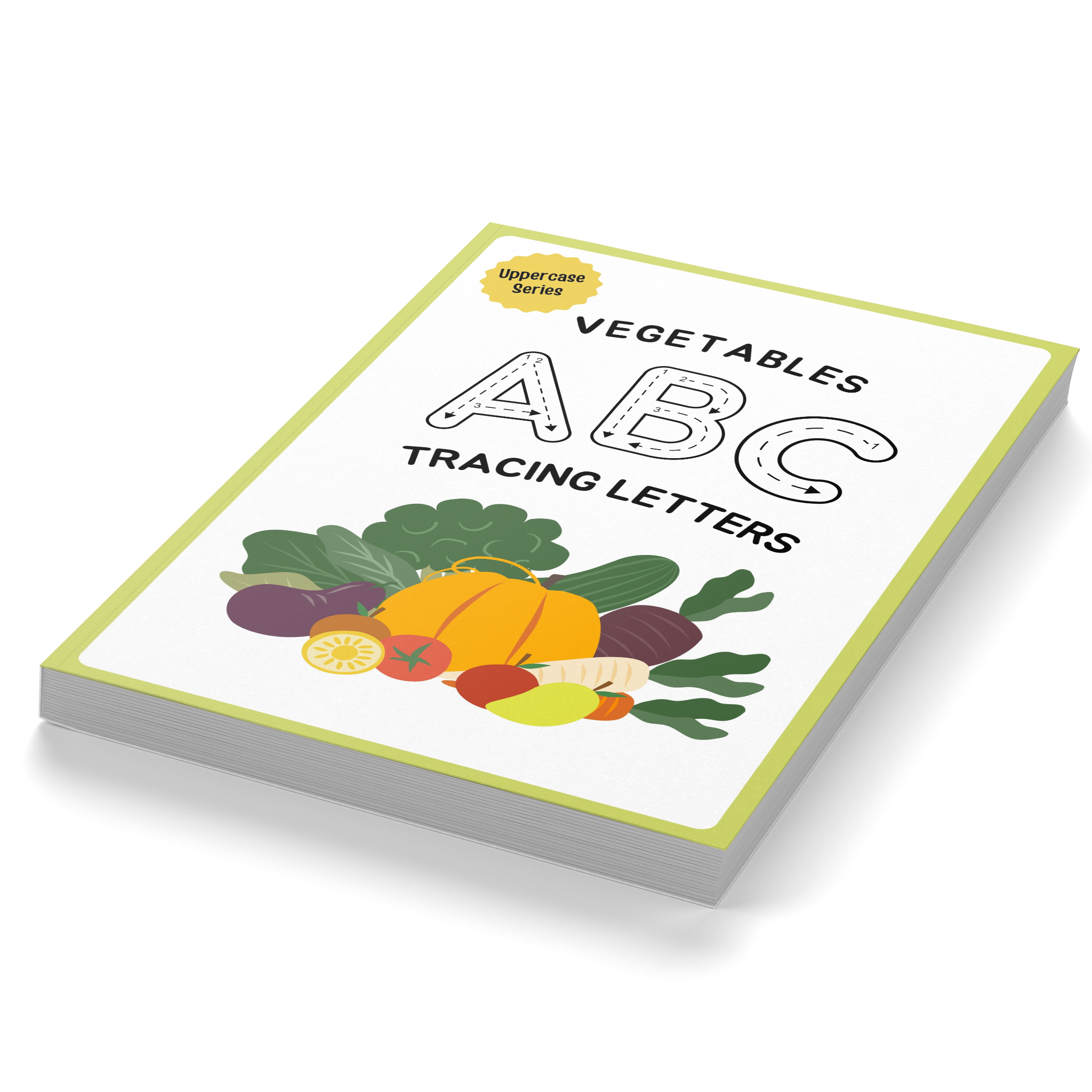 Alphabet Uppercase Tracing Activities Book with Vegetables