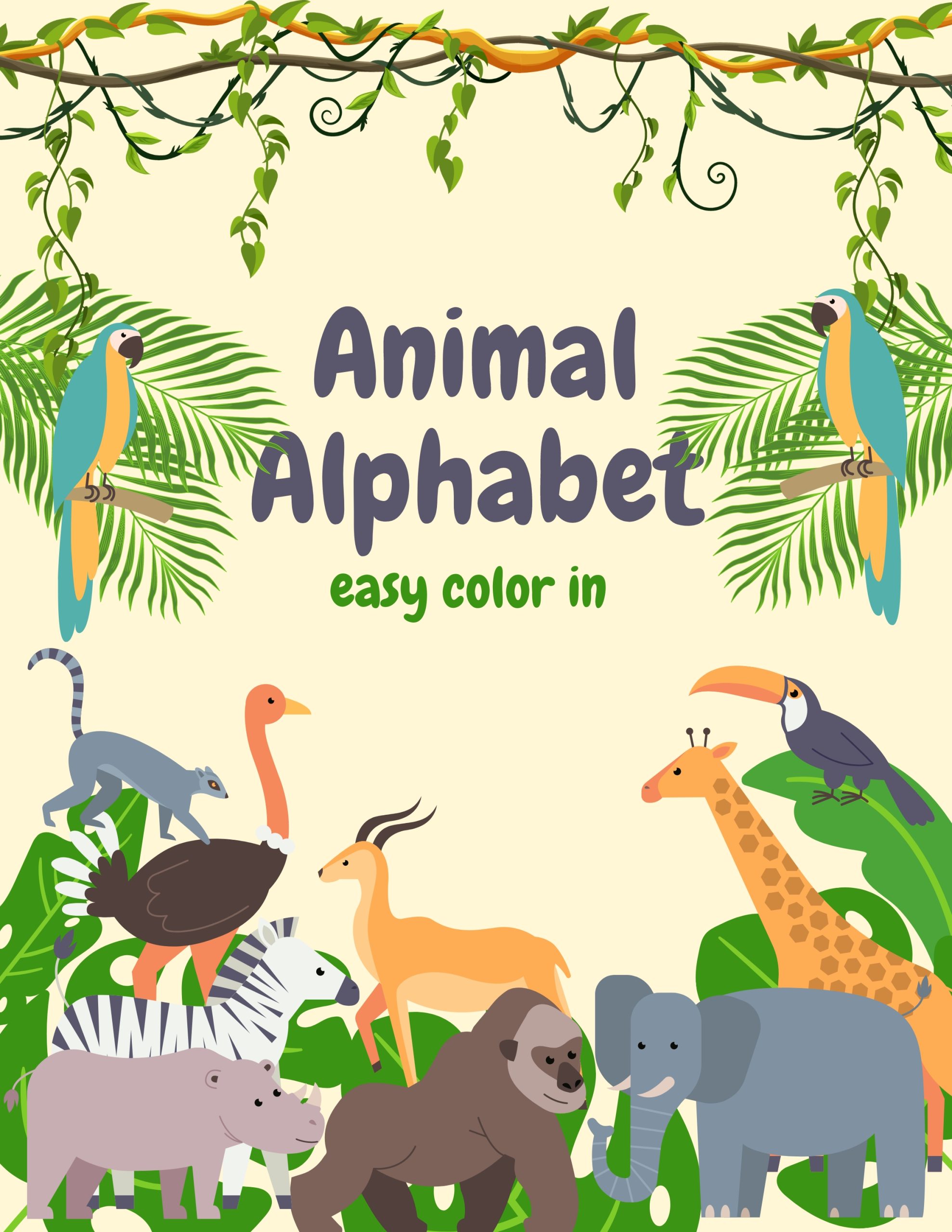 Animal Alphabet – easy color in
