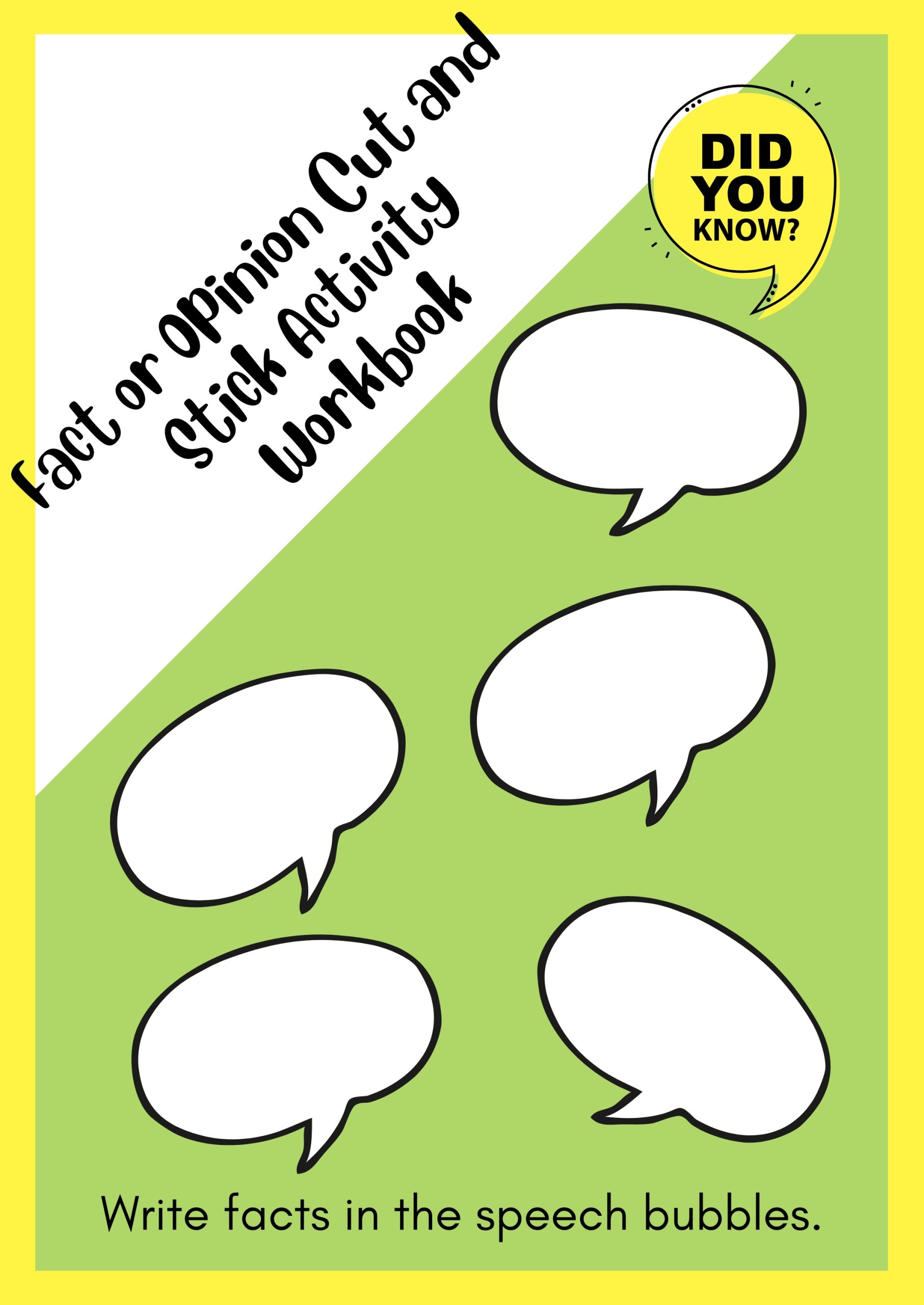 Fact or Opinion Cut and Stick Activity Workbook