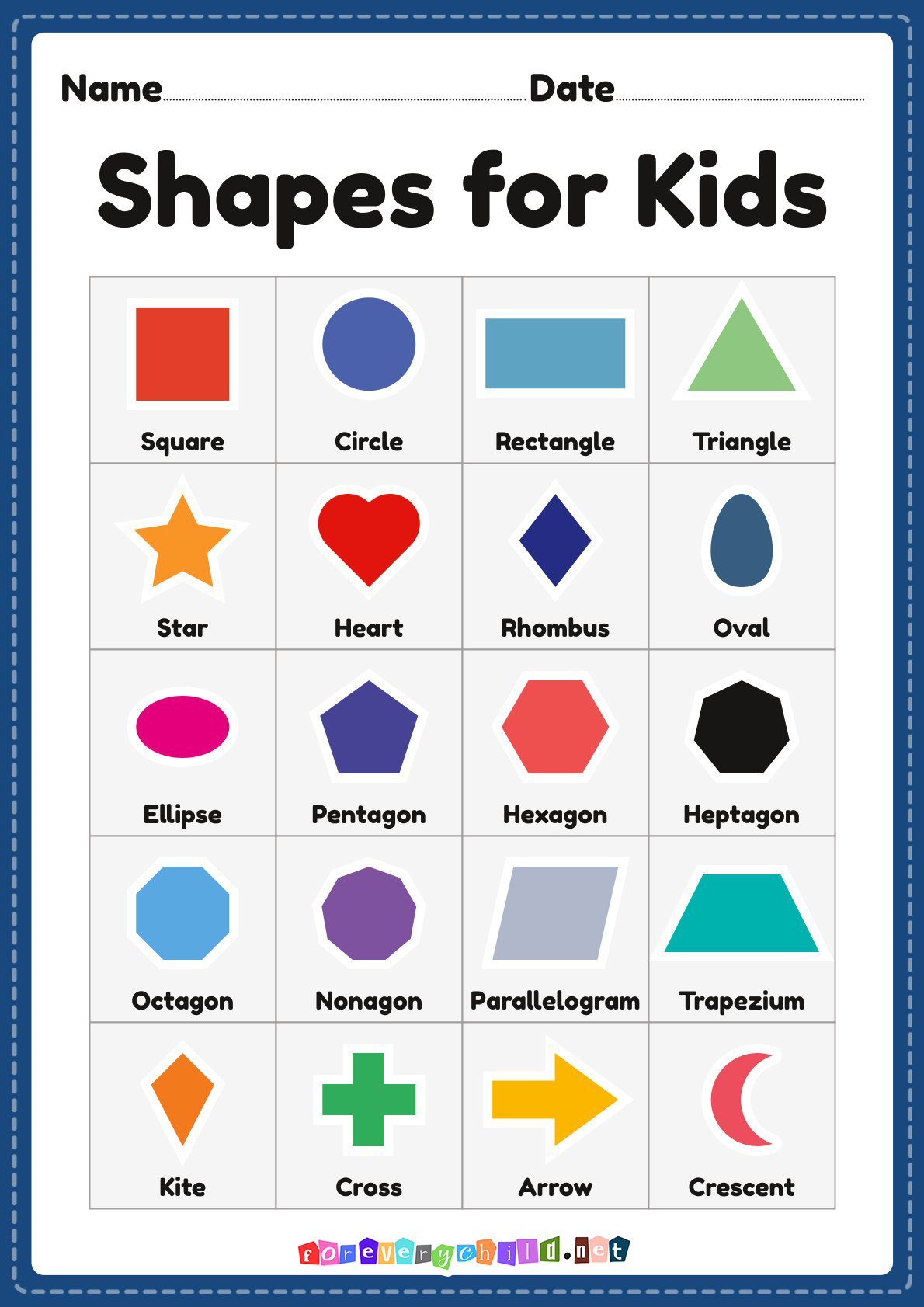 12 Shapes for Kids Poster