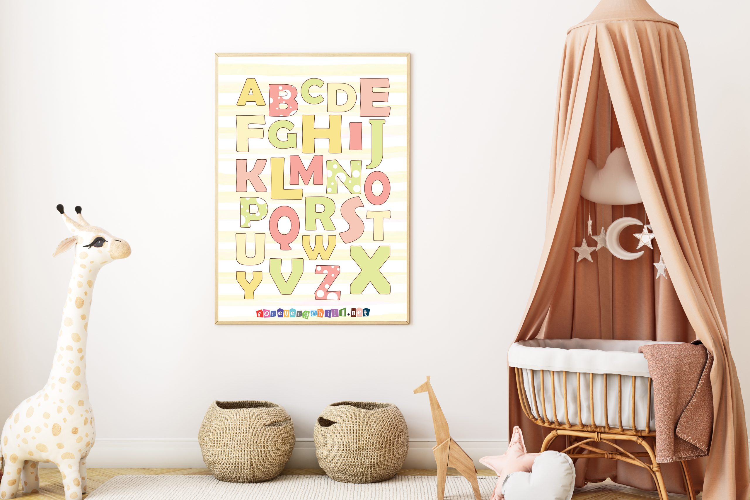 Coral Alphabet Print Poster 18×24