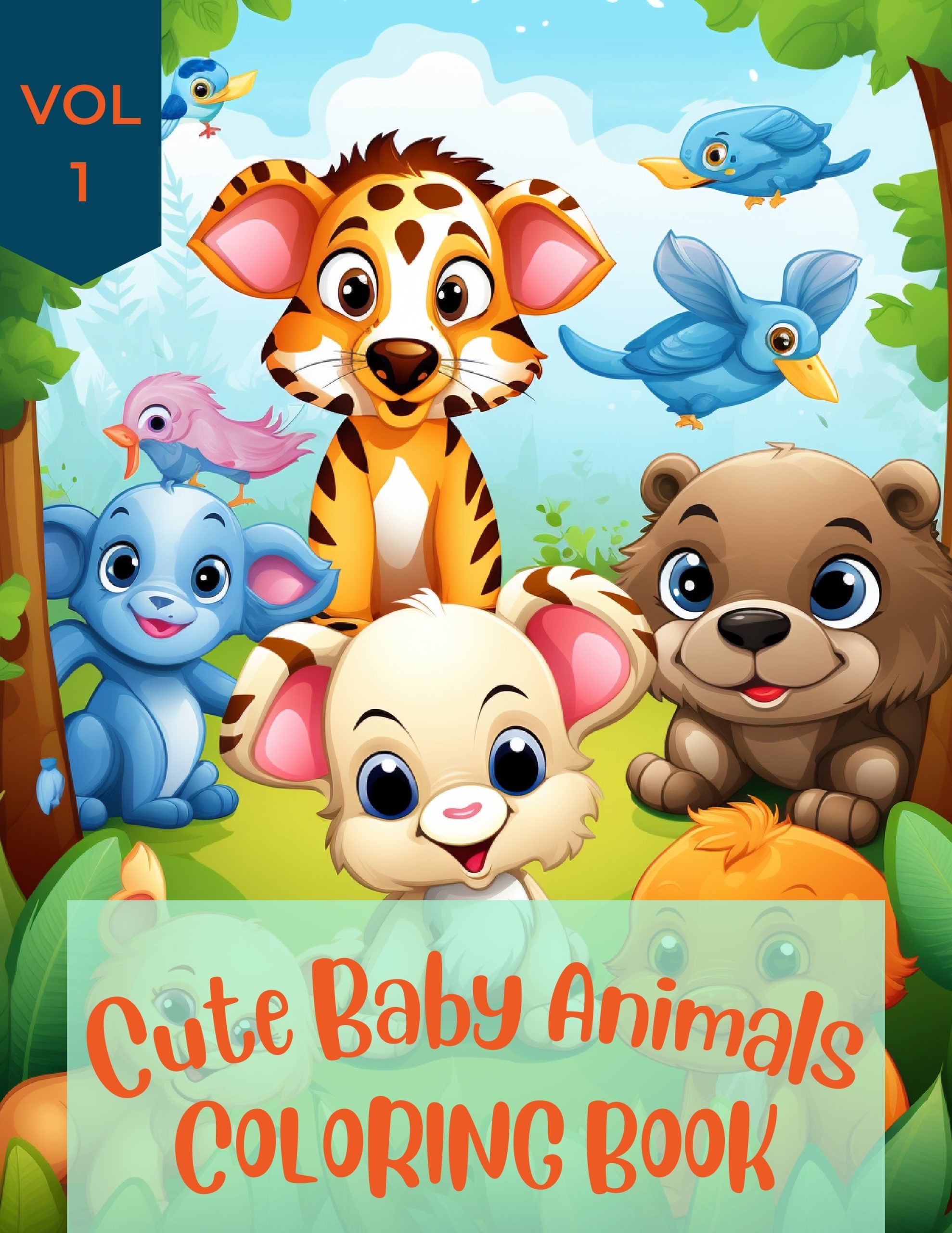 Cute Baby Animal Coloring Book for Kids Volume 1