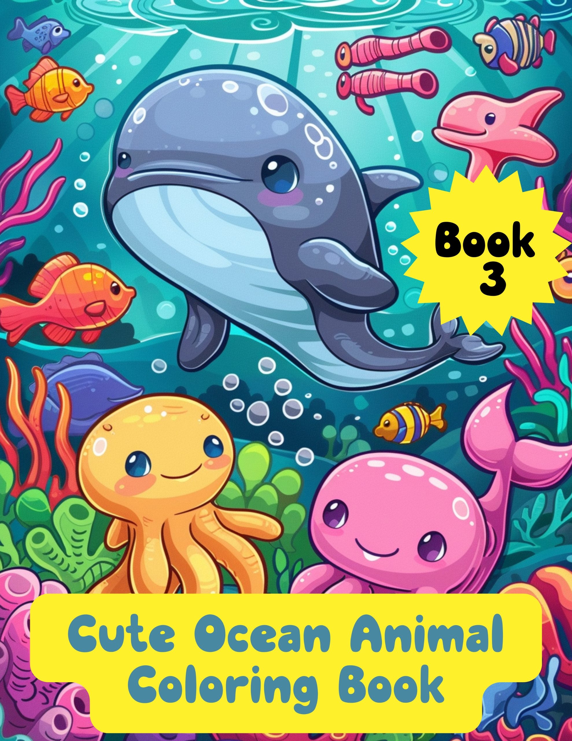 Cute Ocean Animal Coloring Book 3