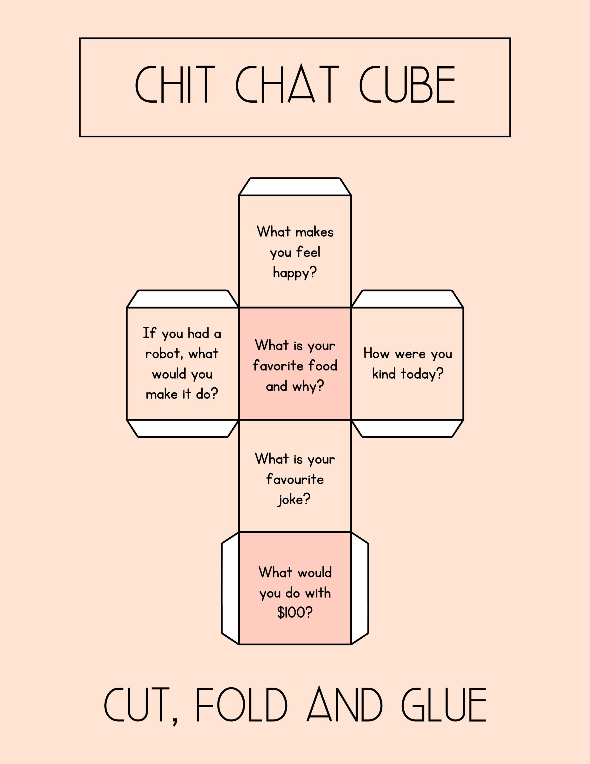 Cutout Cube Dice Conversation Starter