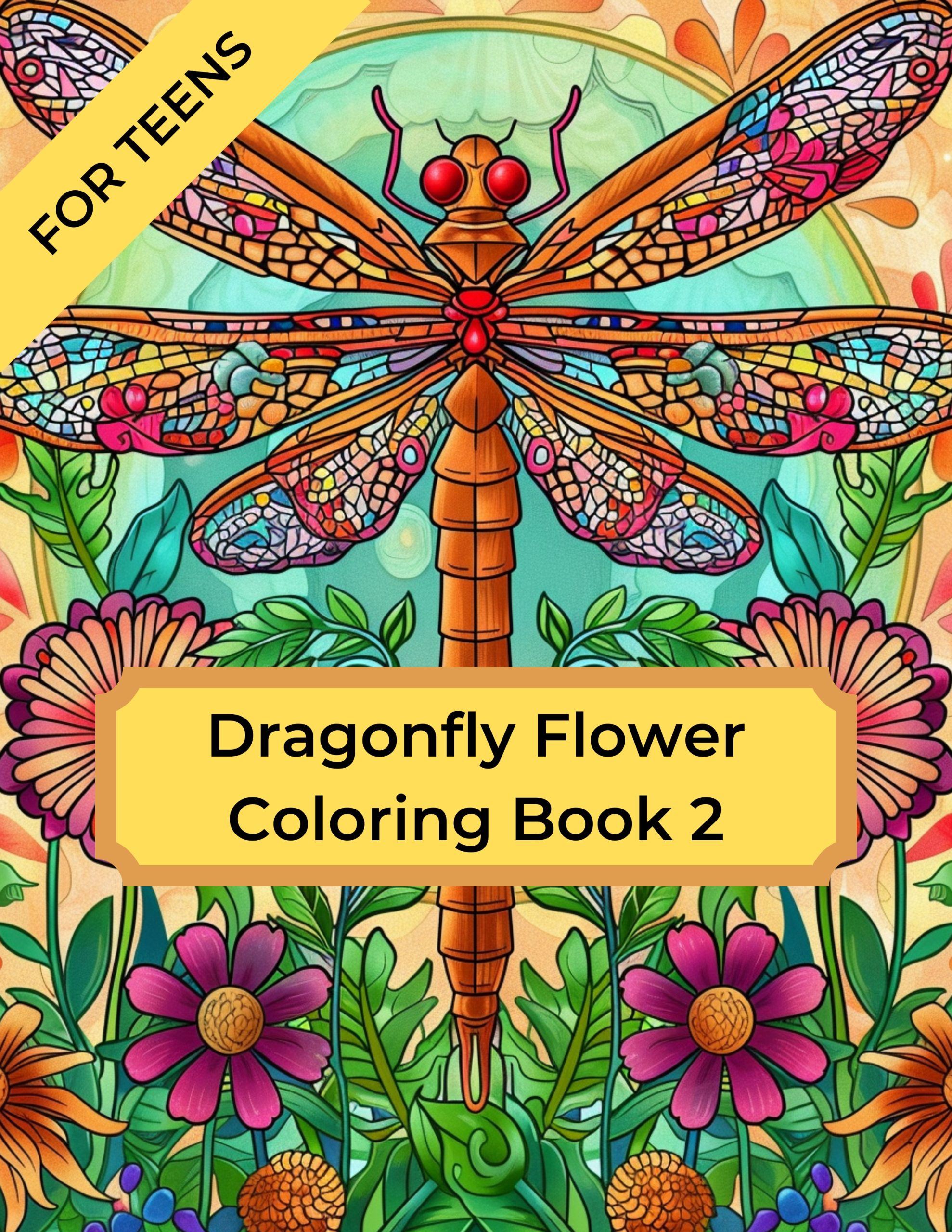 Dragonfly Flower Coloring Book 2