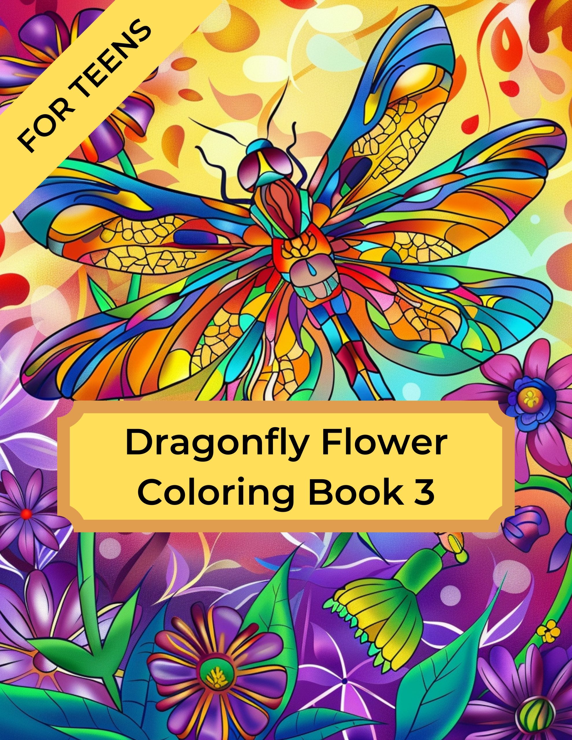 Dragonfly Flower Coloring Book 3