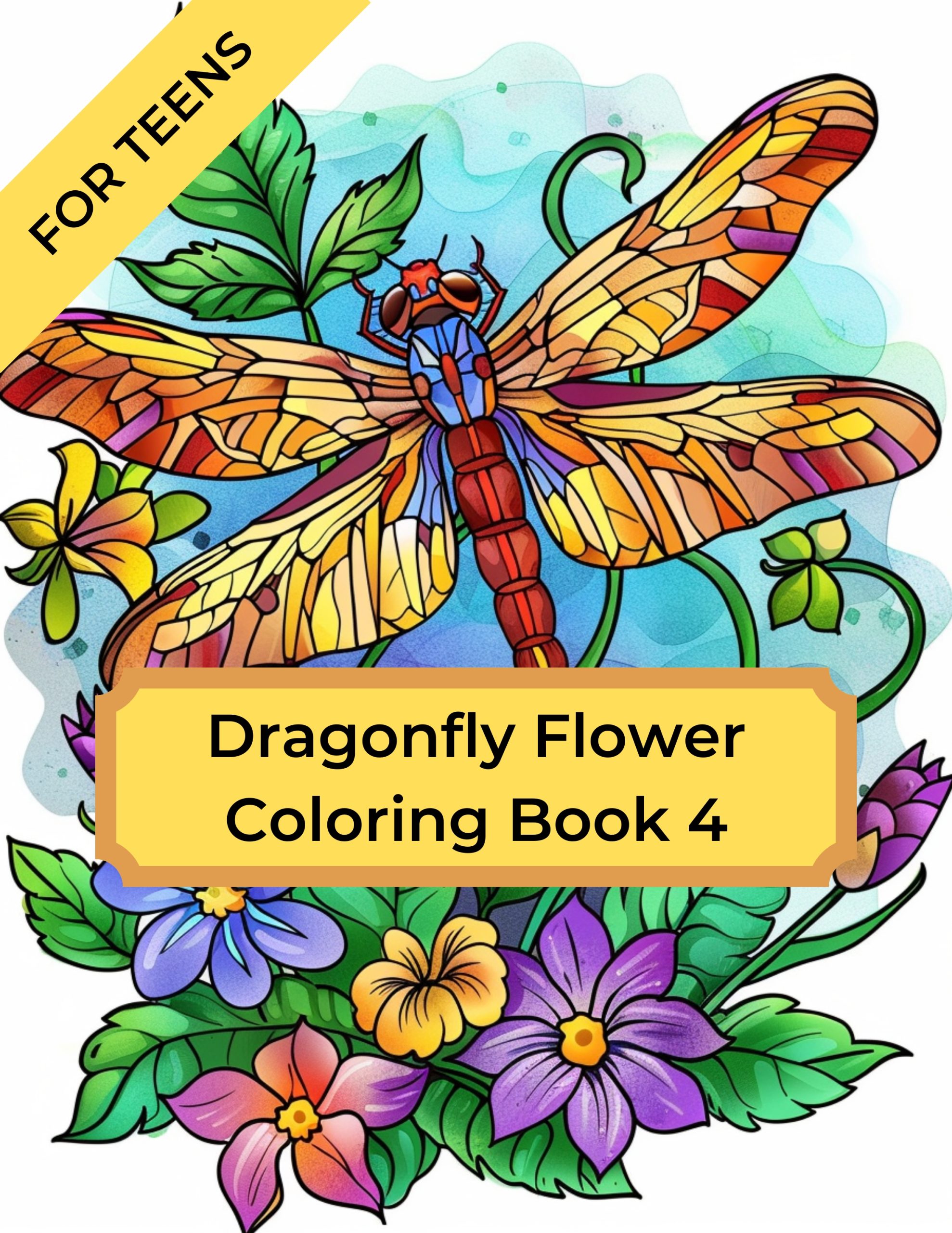Dragonfly Flower Coloring Book 4