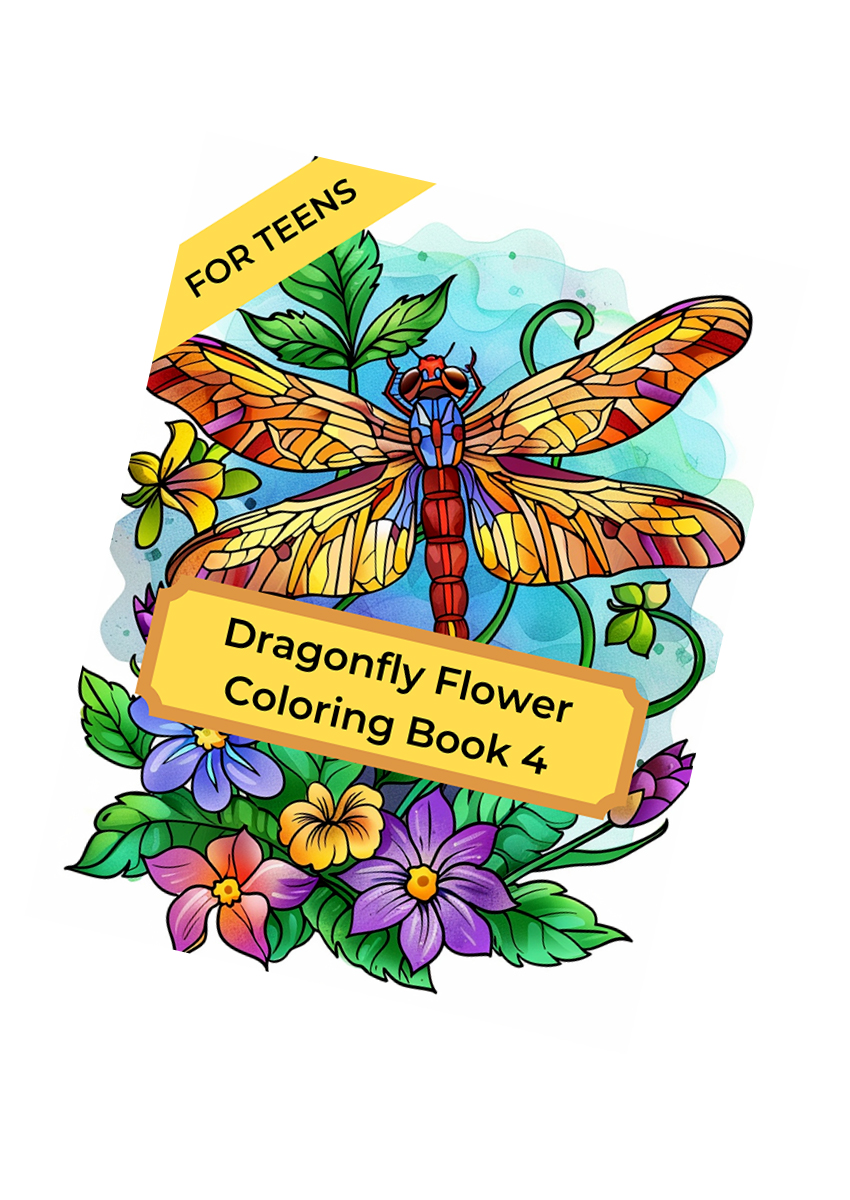 Dragonfly Flower Coloring Book 4