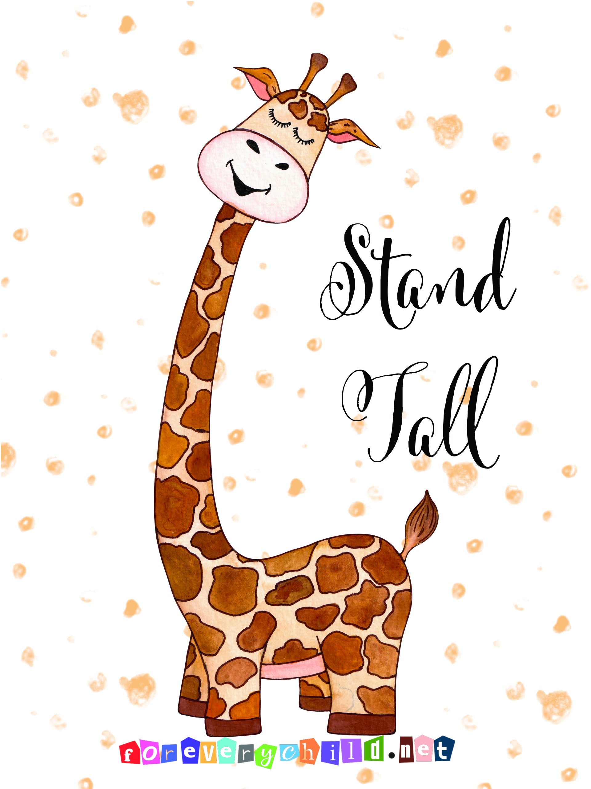 Giraffe with closed eyes stand tall Poster 18×24