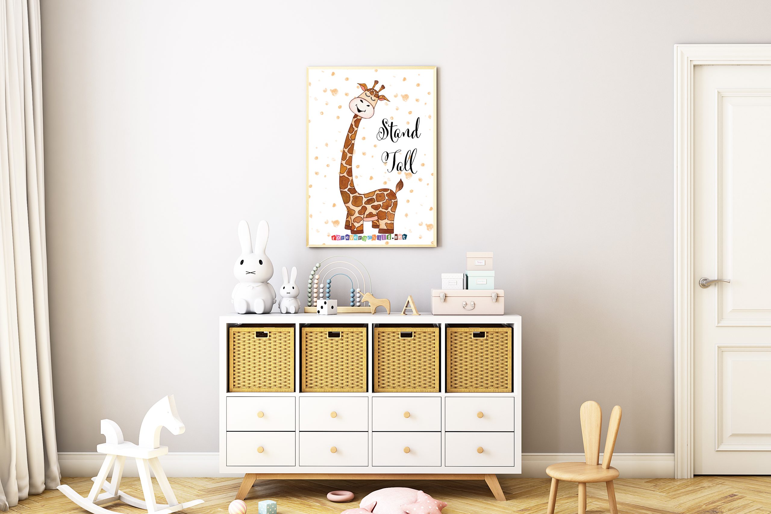 Giraffe with closed eyes stand tall Poster 18×24