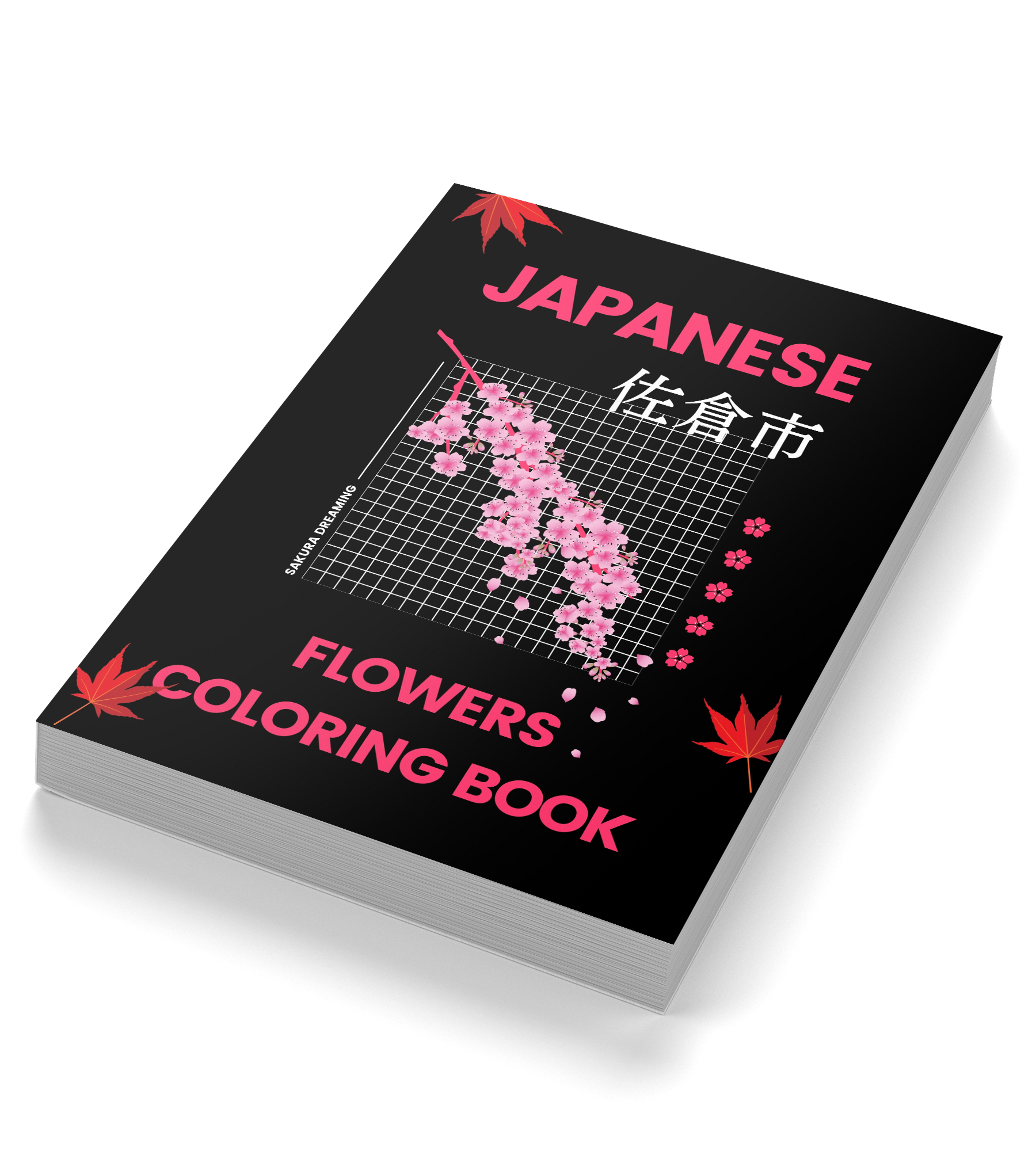 Japanese Flowers Coloring Book