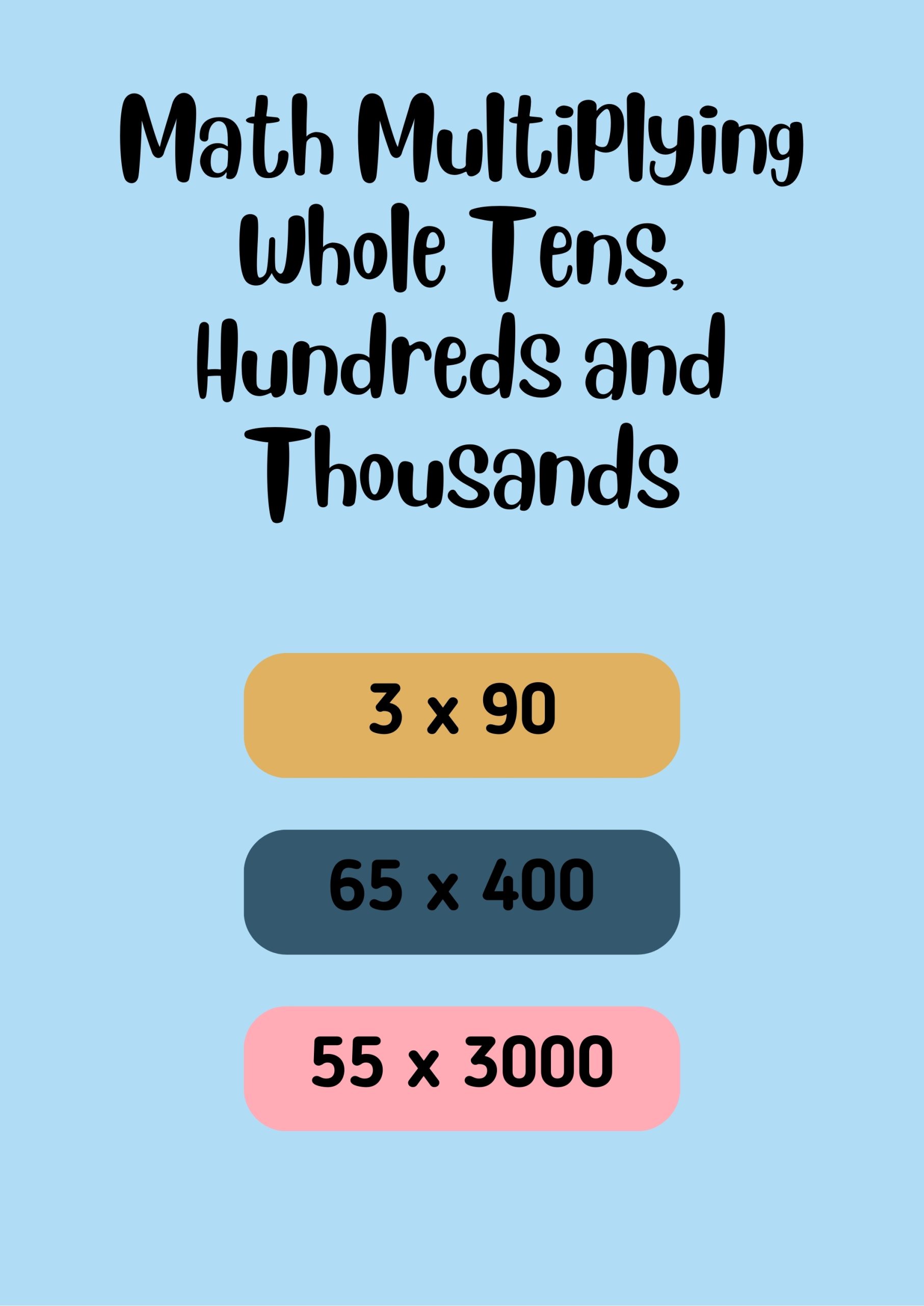 Math Multiplying Whole Tens, Hundreds and Thousands G5