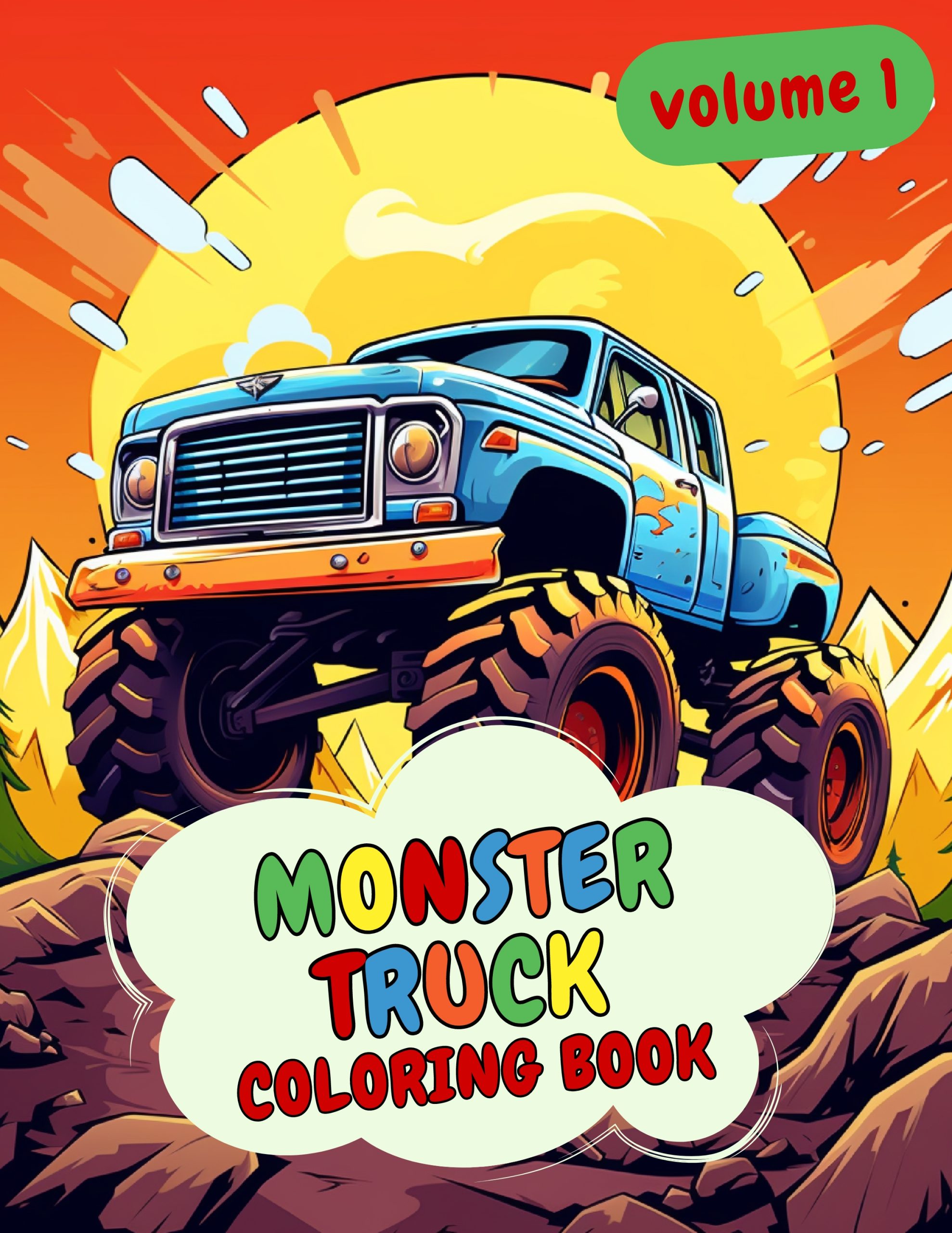 Monster truck Coloring Book For Kids Volume 1