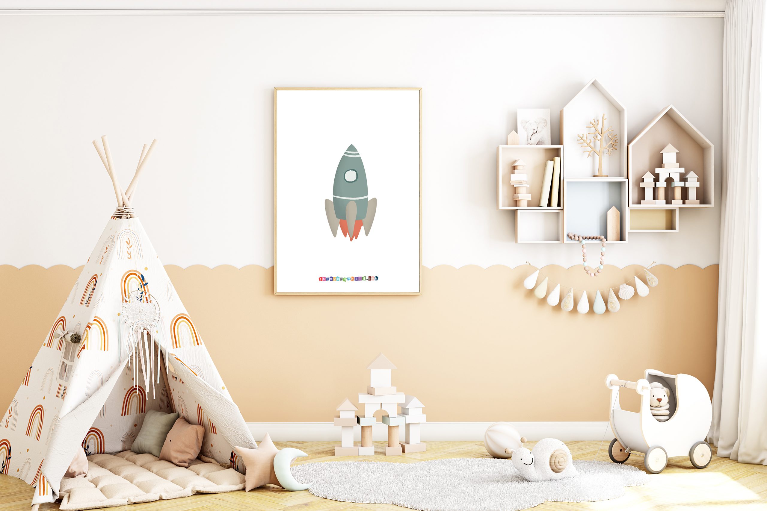 Nursery Rocket Poster 16×20