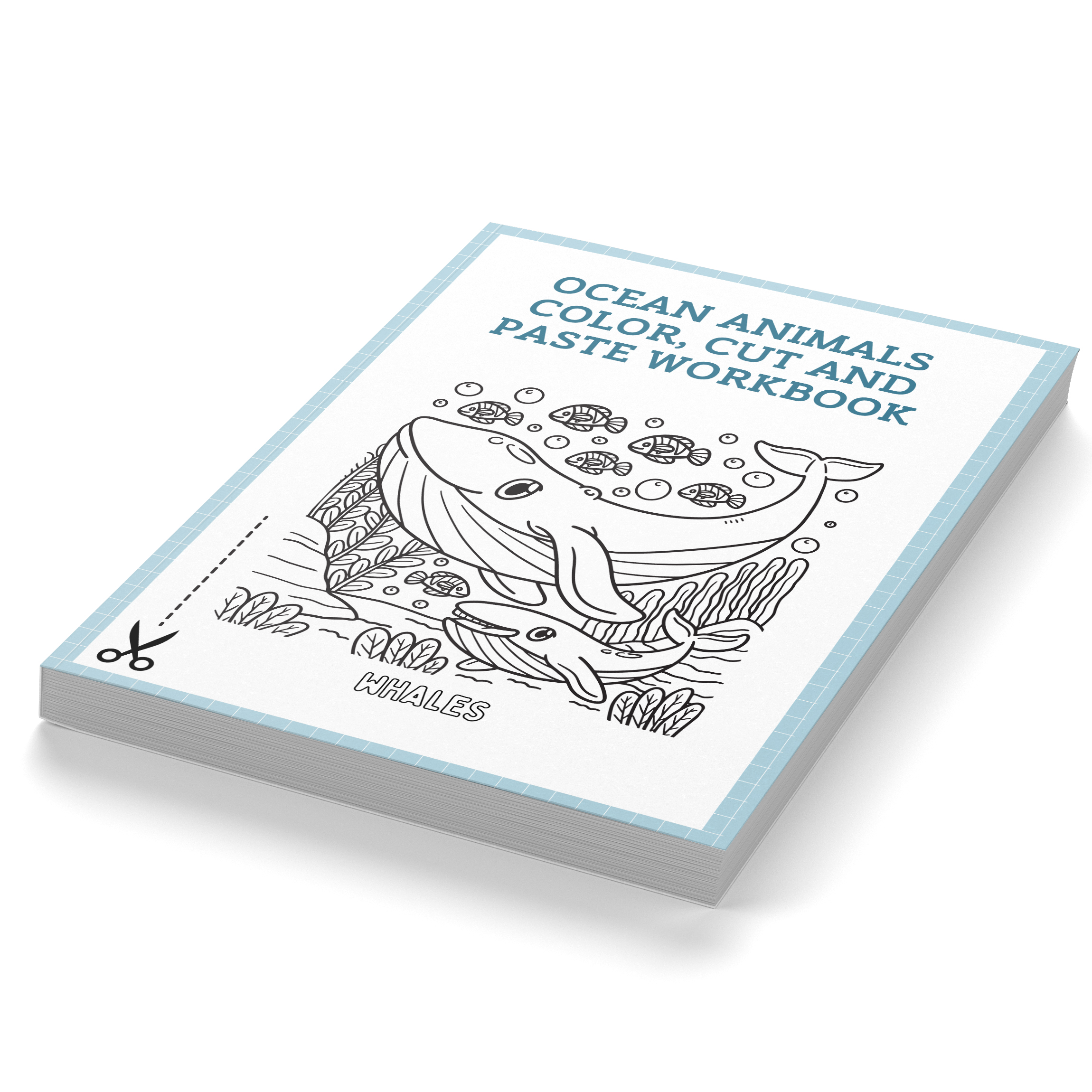 Ocean Animals Color, Cut and Paste Workbook