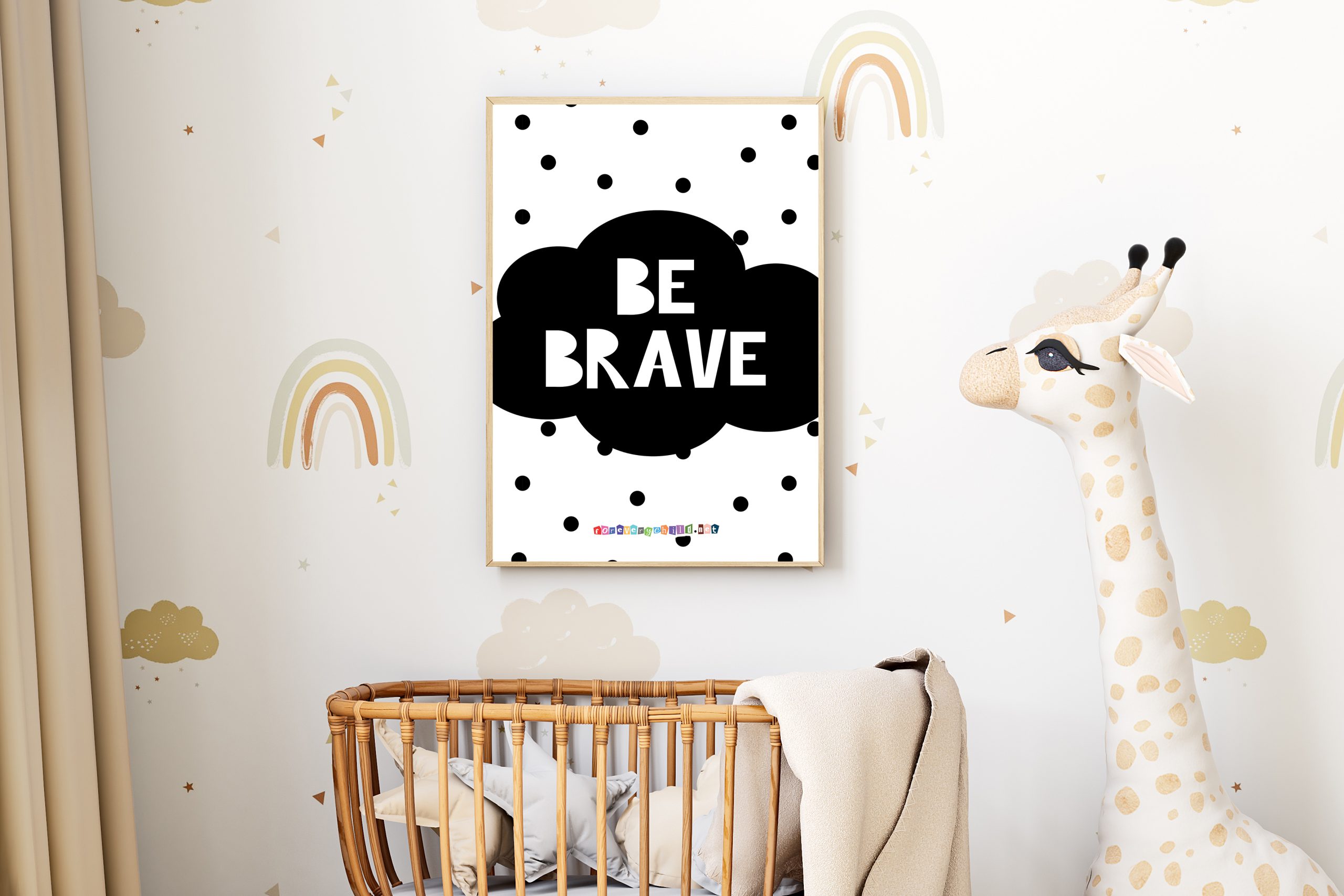 Scandinavian Be Brave Poster 18×24