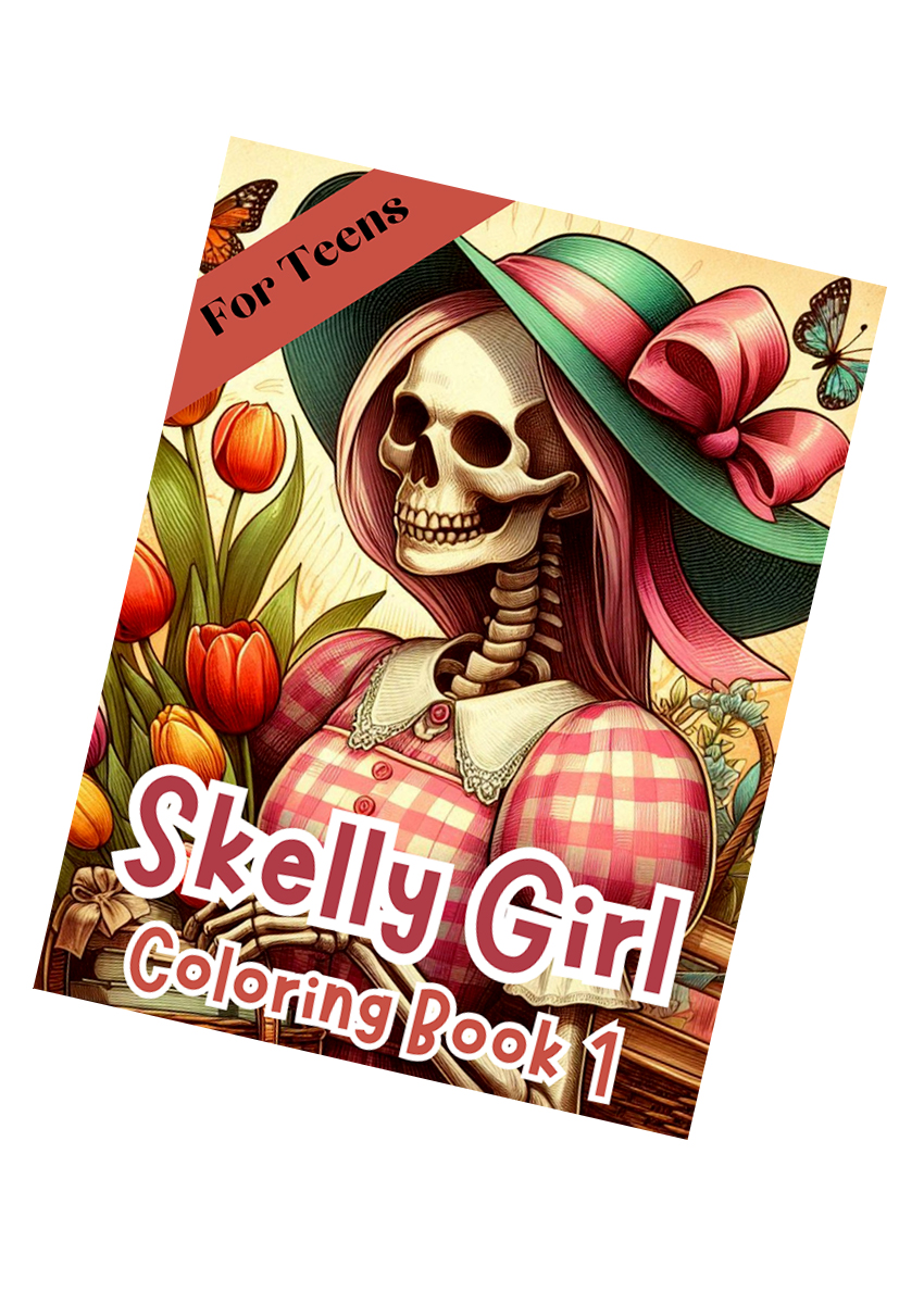 Skelly Girls Flower Coloring Book 1 – for Teens