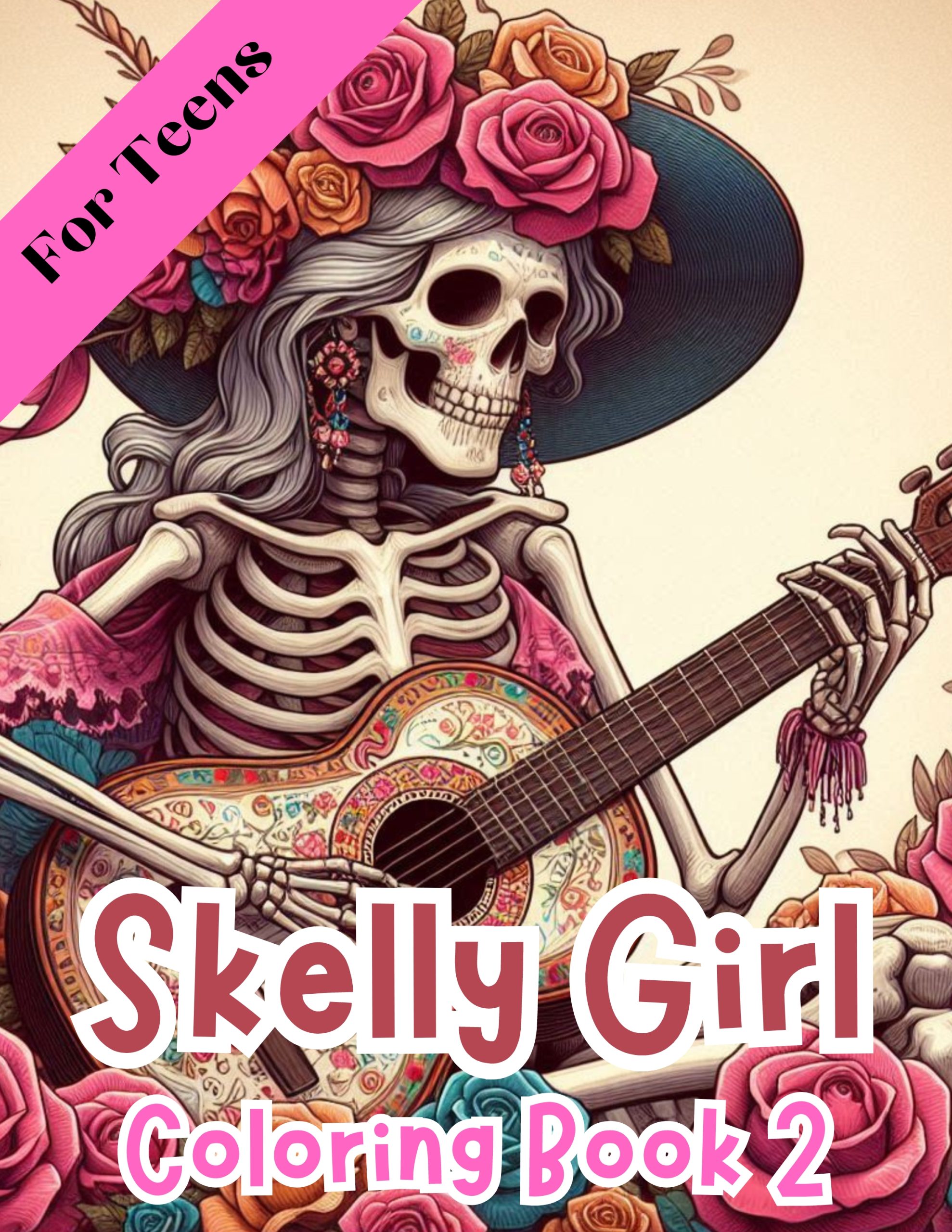 Skelly Girls Flower Coloring Book 2 – for Teens