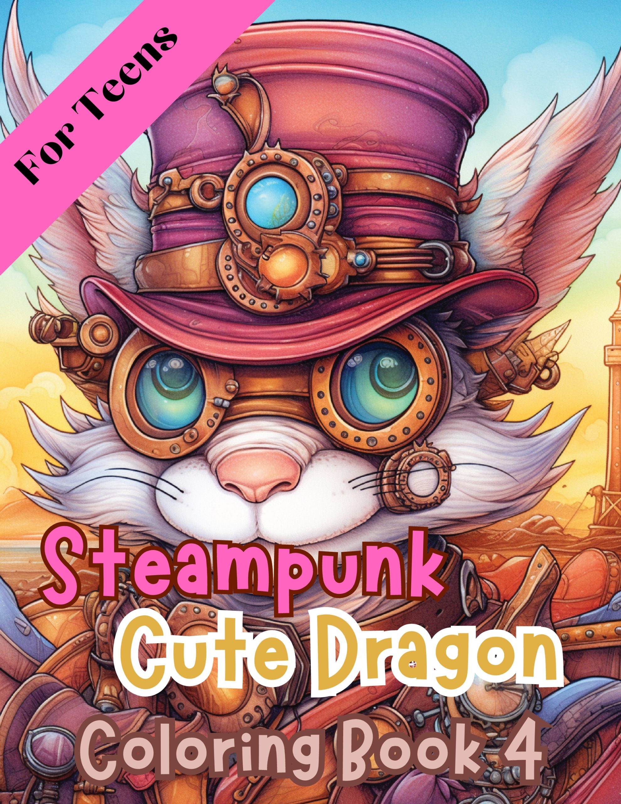 Steampunk Cute Dragon Coloring Book 4 – for Teens