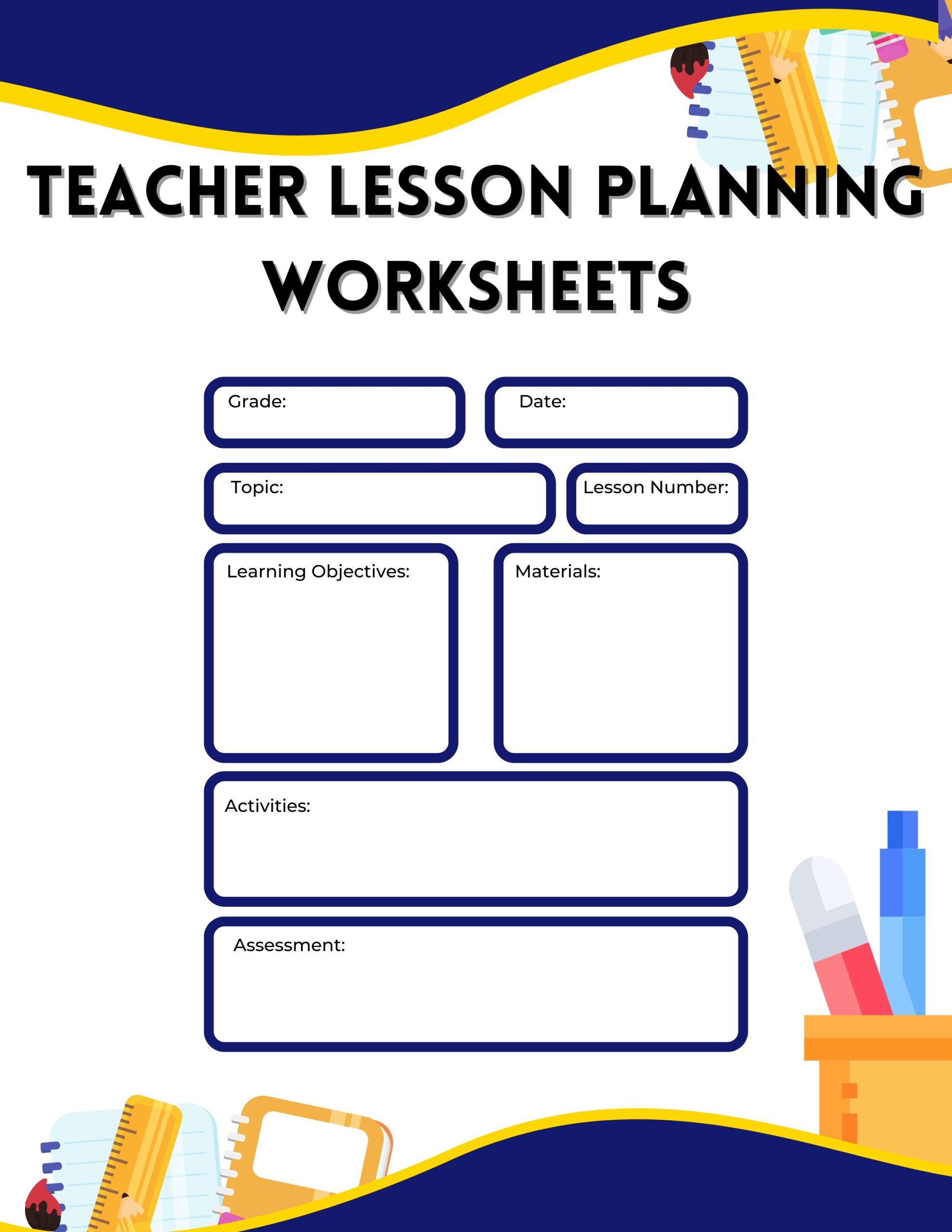 Teacher Lesson Planning Worksheets