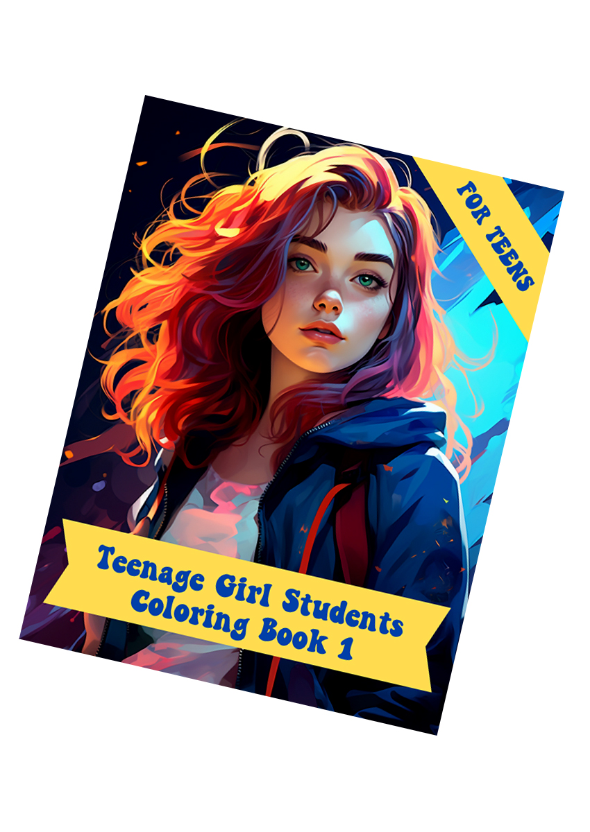 Teenage Girl Students Coloring Book 1 – for Teens