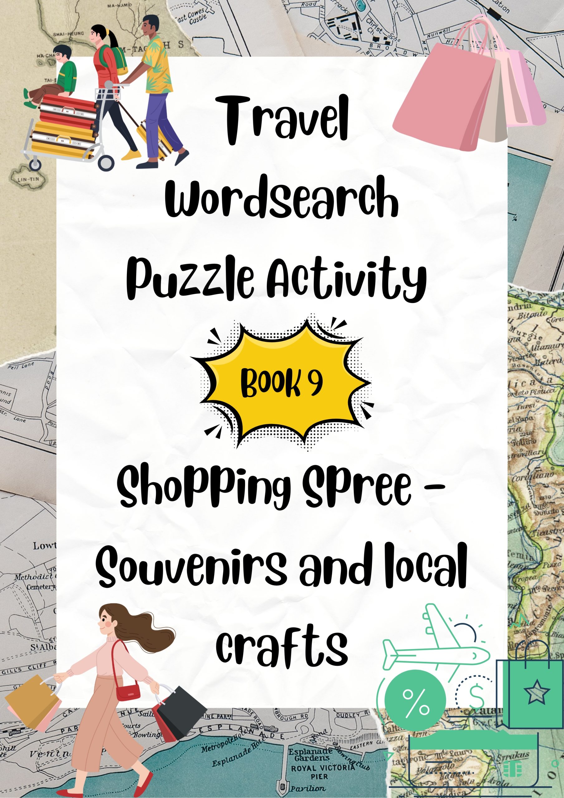 Travel Wordsearch Puzzle Activity Book 9. Shopping Spree – Souvenirs and local crafts