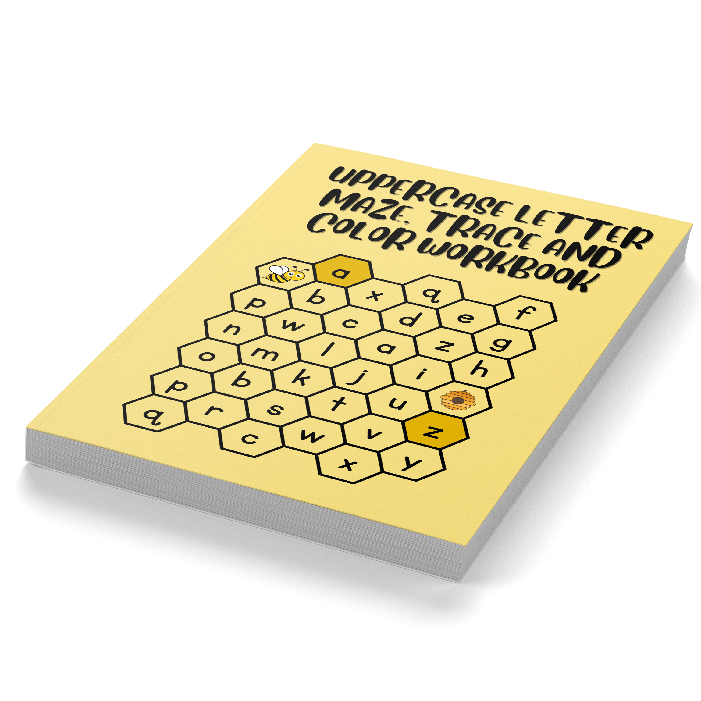 Uppercase Letter Maze, Trace and Color Workbook