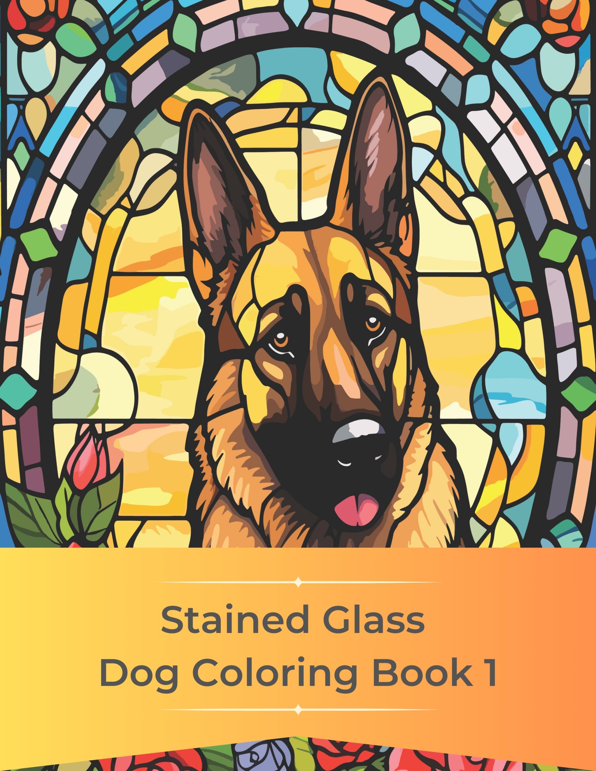 Stained Glass Dog Coloring Book